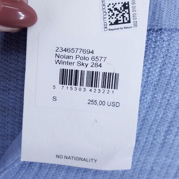 NN07 Polo Shirt Mens Small Blue Button Up Short Sleeve Knit Ribbed NOLAN $255 - Picture 3 of 9